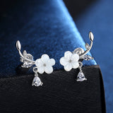 Natural Shell Hand Carved Flower Silver-plated Ear – Surprise Gifts — 3