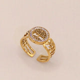 Titanium Steel Lucky Tree Diamond Studded Hollow Ring – Gift Ideas — 1
