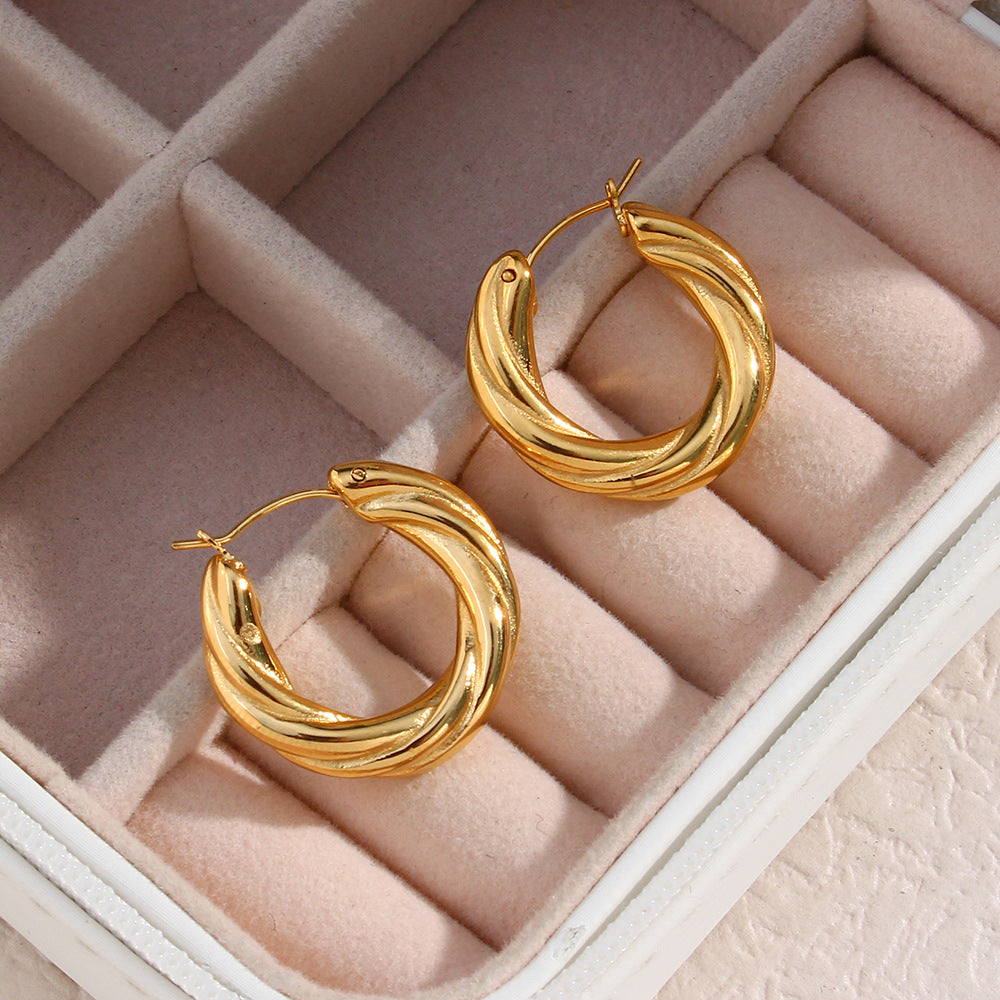 Denisse Twisted Hoop Earrings – Birthday Gifts — 1