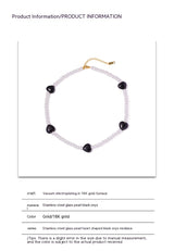 Women's Black Heart-shaped Glass Pearl Necklace – Jewelry Gift Ideas — 2