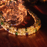 Ancient Gold Red Green Stone Necklace Suit – Jewelry Gift Ideas — 5