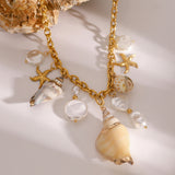Stainless Steel Conch Hammered Starfish Pearl – Jewelry Gift Ideas — 3