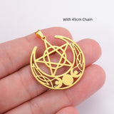 Vintage Stainless Steel Triple Moon Pentagram – Jewelry Gift Ideas — 6
