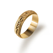 Gold Narrow Faced Reel Print Circular Texture Ring – Surprise Gifts — 6