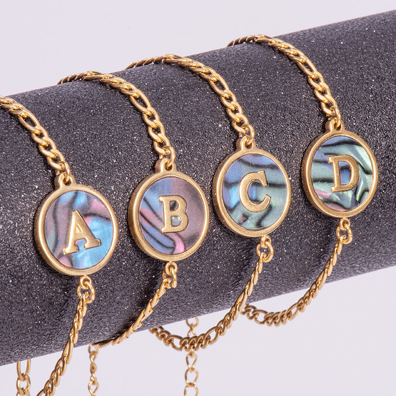 Stainless Steel Round Letter Bracelet – Jewelry Gift Ideas — 1