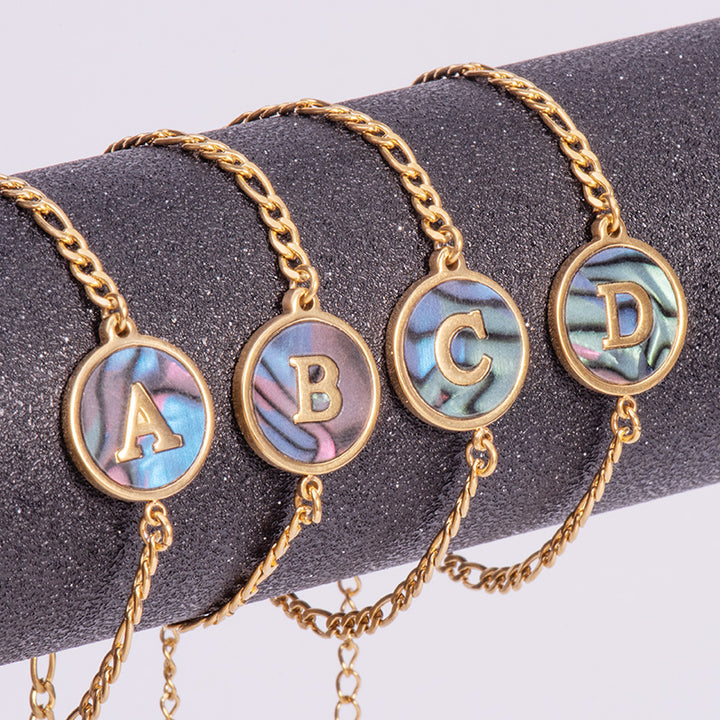 Stainless Steel Round Letter Bracelet – Jewelry Gift Ideas — 1