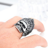 Vintage Fashion Indian Feather Skull Head Ring – Stylish Gifts — 5