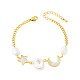 Fashion Irregular White Shell Star Moon Titanium Steel – Stylish Gifts — 5