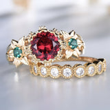 Flower Ring Gold-plated Inlaid Red – Useful Gifts — 3
