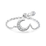 S925 Sterling Silver Micro Diamond Moon Ring Female – Gifts for Her — 4