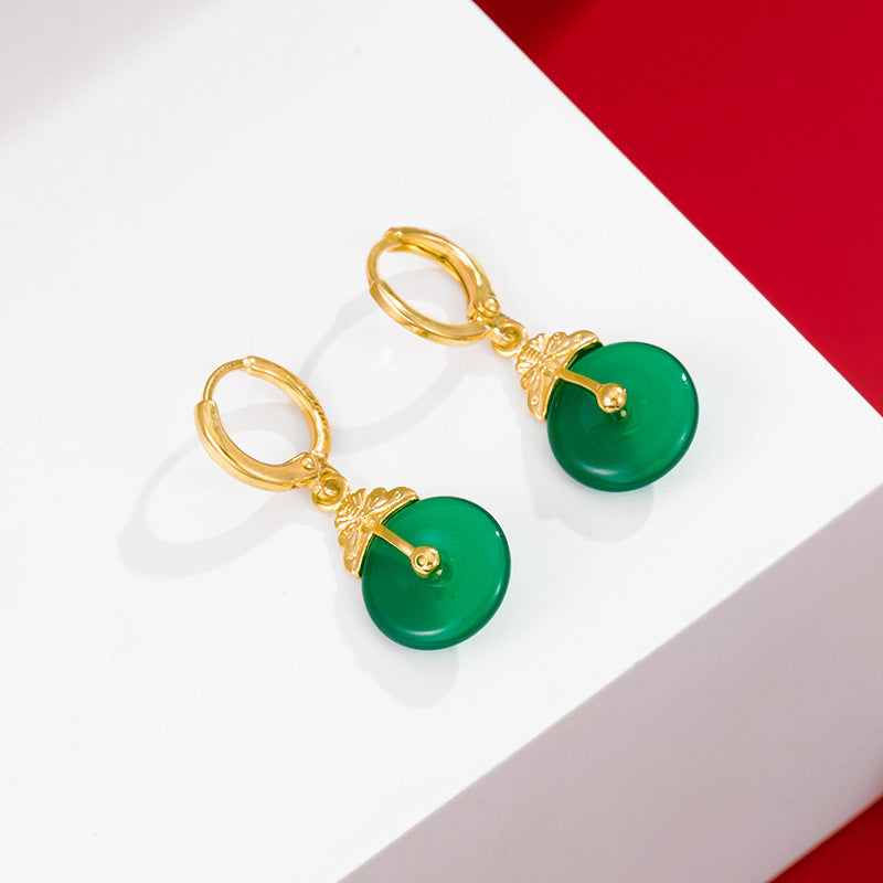 Gold And Jade Emerald Peace Button Earrings – Gift Ideas — 1