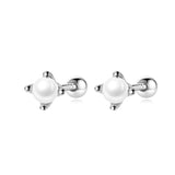 S925 Silver Earrings Female Four-claw Shell Beads – Gifts for Her — 6