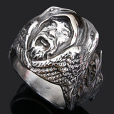 Quake Wolf Head Ring Men's Vintage Rune Titanium Steel – Gifts for Him — 1