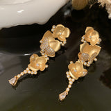 Gold Rose Earrings Super Frosted Mist Face S925 Silver – Stylish Gifts — 2