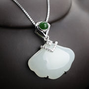 Sterling Silver Inlaid White Jade Shell-shaped – Jewelry Gift Ideas — 1