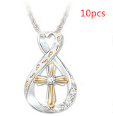 Cross Footprint Diamond Pendant Two Tone – Jewelry Gift Ideas — 4