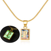 26 Letter Square Necklace Colorful Shell Luminous – Jewelry Gift Ideas — 14