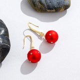 Short Pearl Frosted Bead Copper Earrings – Useful Gifts — 6