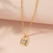 Rhinestone Initials Letter Padlock Lock Necklace – Jewelry Gift Ideas — 3