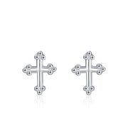 S925 Silver British Retro Mini Cross Stud Earrings – Small Gift Ideas — 6