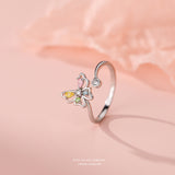 Sterling Silver Butterfly Color Diamond Rotary Ring – Gifts for Her — 3