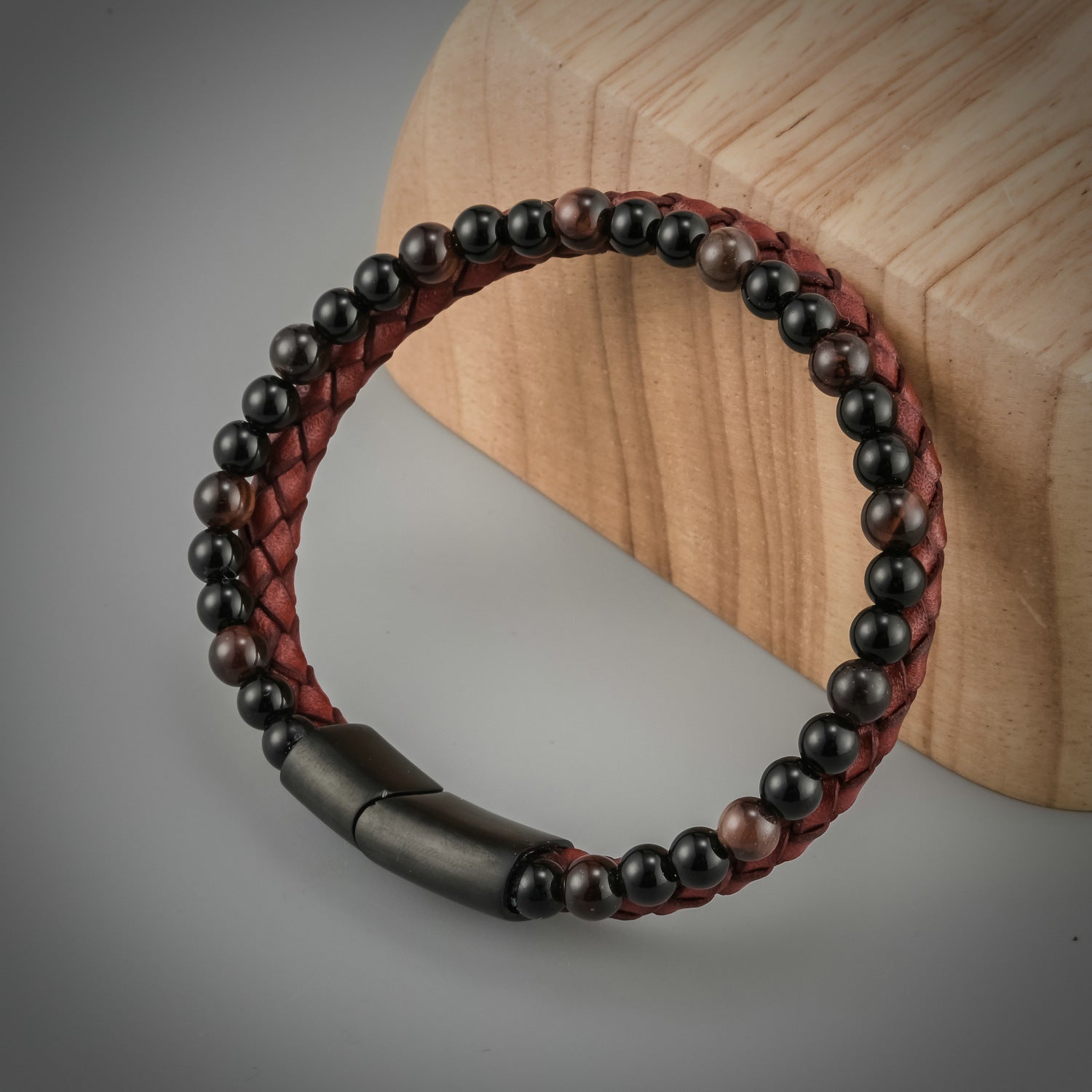 Men's Volcano Natural Tiger Eye Beaded Bracelet – Jewelry Gift Ideas — 1