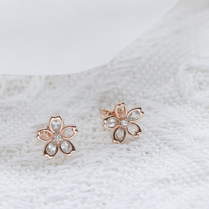 Zircon Cherry Blossom Earrings – Birthday Gifts — 1