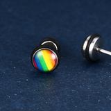 Rainbow Pride Titanium Steel Six Color Stud Earrings – Stylish Gifts — 5