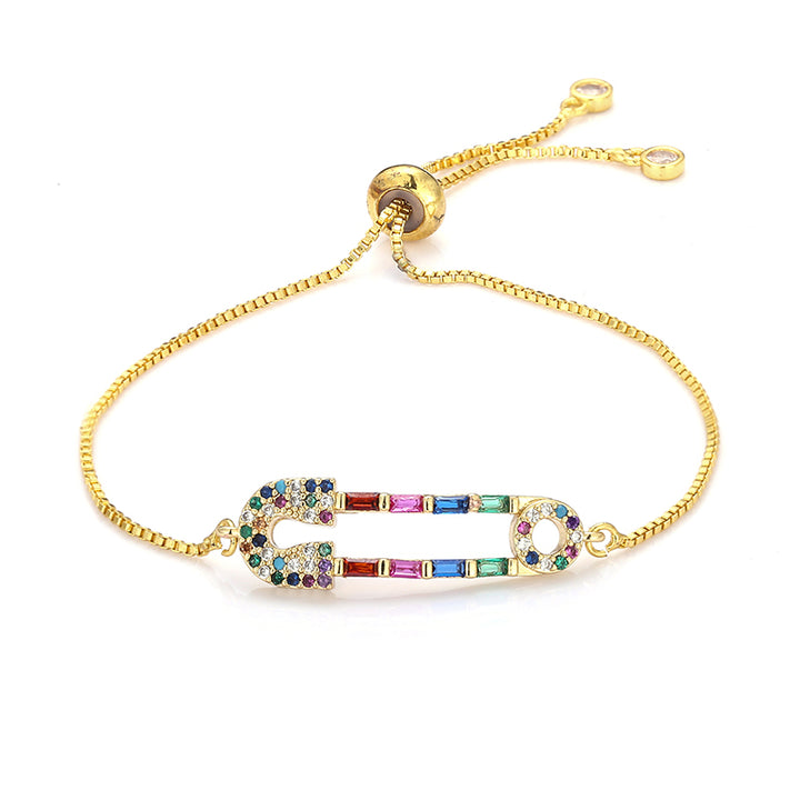Rainbow Pin Copper Gold Plated Zircon Bracelet – Jewelry Gift Ideas — 1