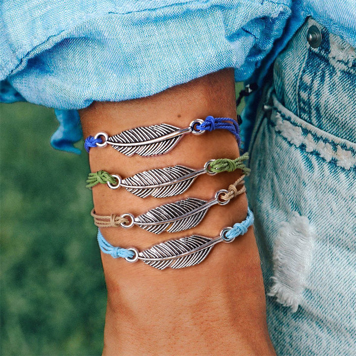 Wax Wire Braided Bracelet Waterproof Silver Leaf – Jewelry Gift Ideas — 1