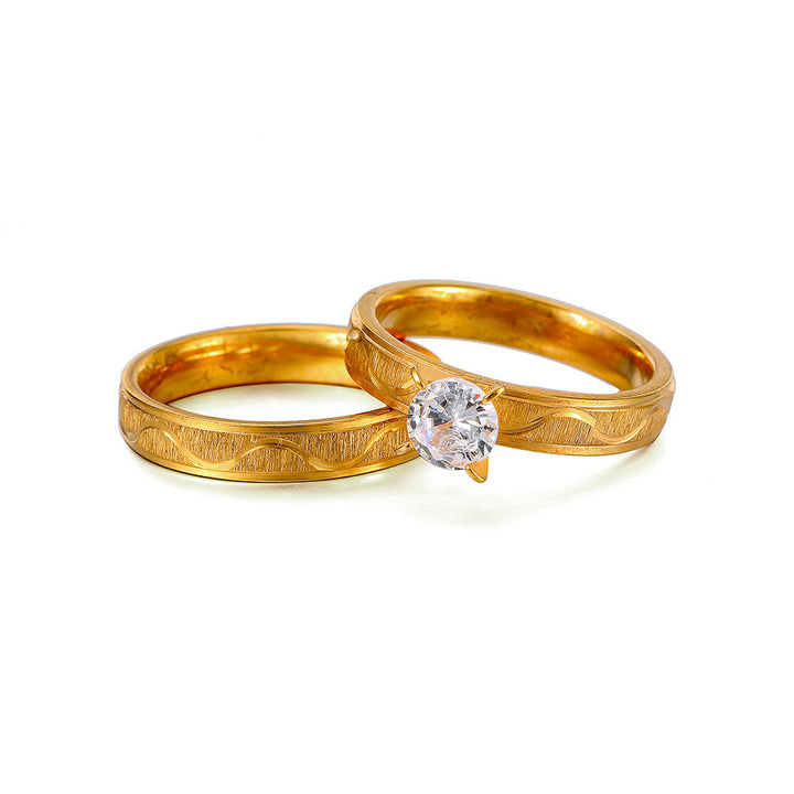 Korean Style Couples Stainless Steel Micro-set Zircon – Stylish Gifts — 1