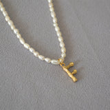 Rice Pearl Fashion Simple Letter Pendant Necklace – Jewelry Gift Ideas — 5