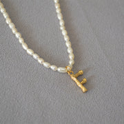Rice Pearl Fashion Simple Letter Pendant Necklace – Jewelry Gift Ideas — 5