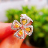 Yellow Diamond Four-leaf Clover Crystal Female Ring – Gifts for Her — 4
