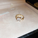 Real Gold Electroplated Zircon Opal Double Layer Ring – Stylish Gifts — 7
