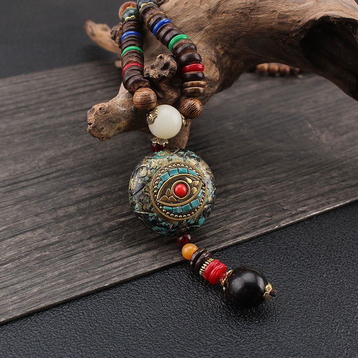 Nepal Pendant Sweater Chain Wooden Prayer Beads – Jewelry Gift Ideas — 6