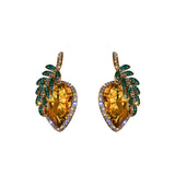 Women's Silver Post Diamond Leaf Pineapple Earrings – Gifts for Her — 2
