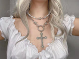 Vintage Pearl Cross Coin Pendant Necklace Women's – Jewelry Gift Ideas — 4