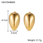Minimalist Titanium Steel Ear Studs Triangle Oval – Stylish Gifts — 3