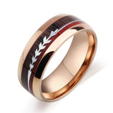 Stainless Steel Wood Grain Arrow Inlaid Ring – Gift Ideas — 3