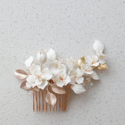 Porcelain Hair Comb Earring Set White Flowers – Jewelry Gift Ideas — 5