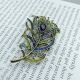 Crystal Peacock Feathers Brooch Boho Enamel Pins Deep – Stylish Gifts — 1