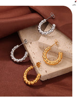 C-shaped Titanium Steel 18k Gold Plated Earrings – Thoughtful Gifts — 11