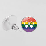 LGBT Pride Round Glass Stud Earrings Gay Lesbian – Stylish Gifts — 10