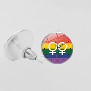 LGBT Pride Round Glass Stud Earrings Gay Lesbian – Stylish Gifts — 10