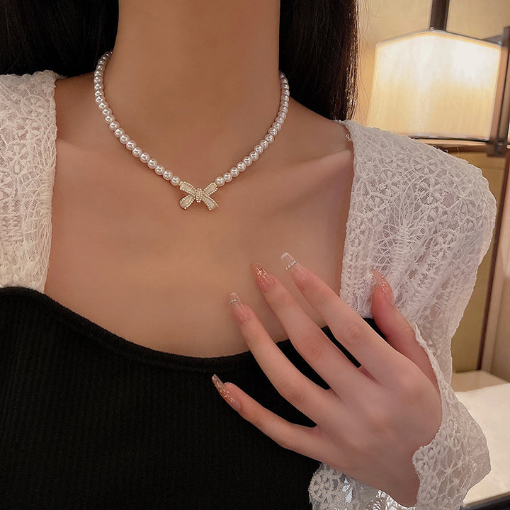 Short Temperamental Clavicle Chain Bow Necklace – Jewelry Gift Ideas — 1