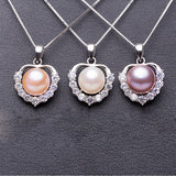 925 Silver Diamond Love Pendant Freshwater Pearl – Jewelry Gift Ideas — 1