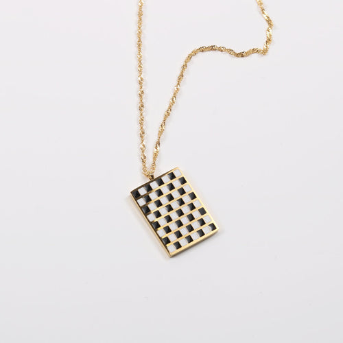 Black And White Plaid Heart Necklace Women's – Jewelry Gift Ideas — 2