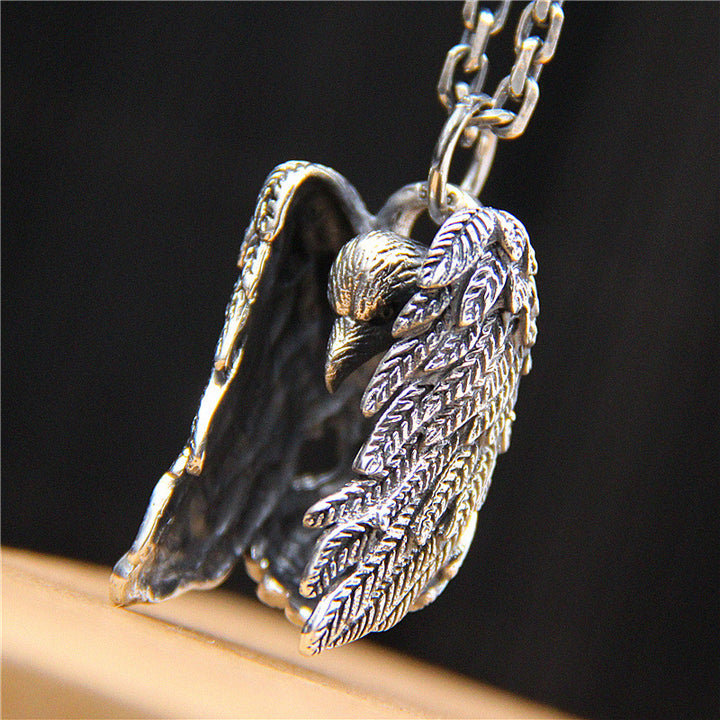 Vintage Evil Psychic Crow Sterling Silver Pendant – Jewelry Gift Ideas — 1