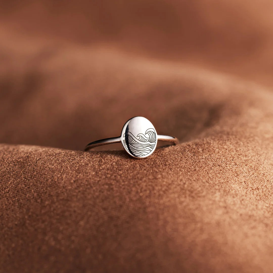 S925 Pure Silver Sea Wave Storm Ring Female Simple – Gifts for Her — 1